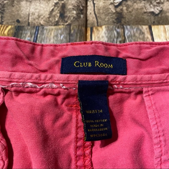 Club Rooms Pink Cotton Flat Front Chino Shorts - Picture 3 of 3